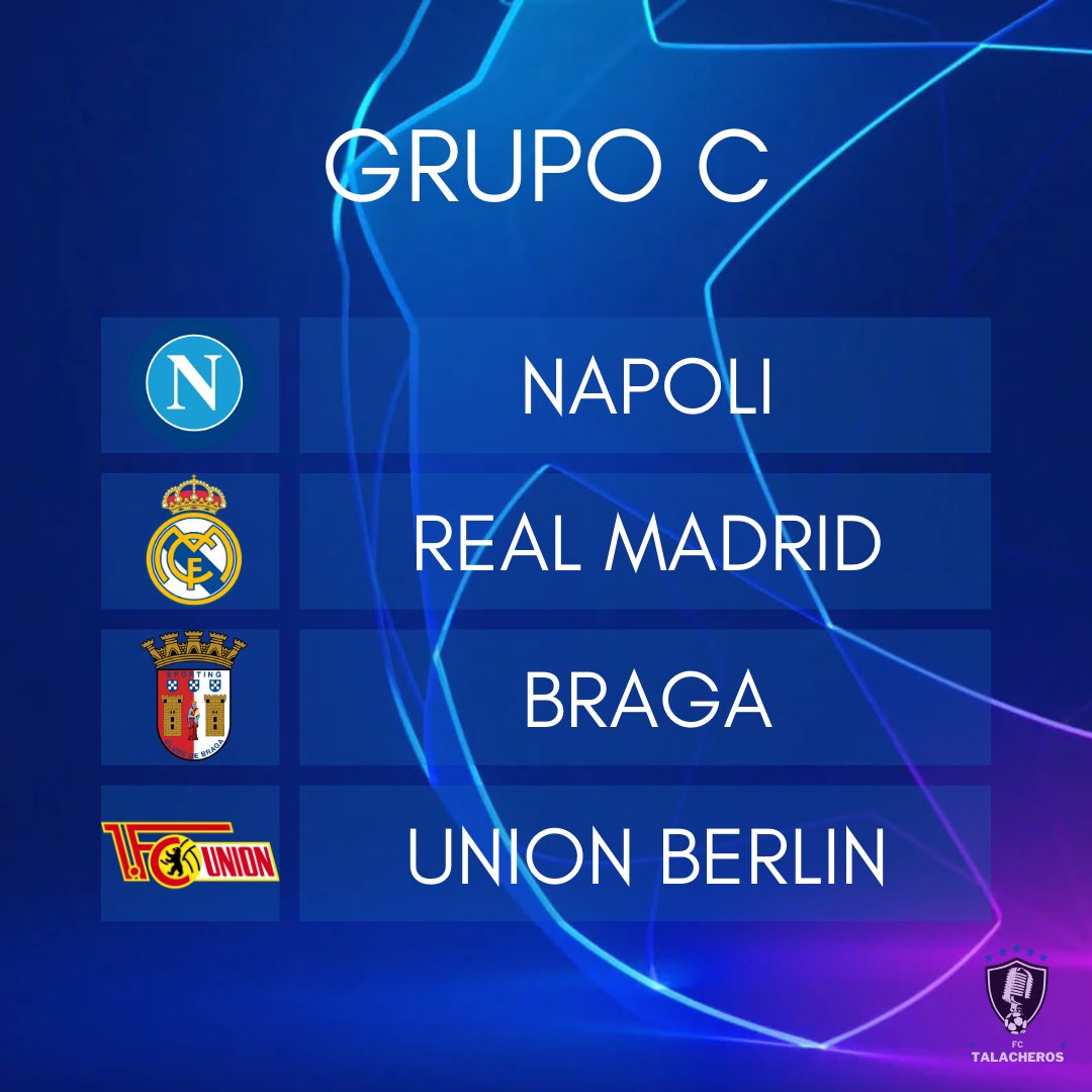 TalacherosFC's tweet photo. ⭐️¡LISTOS LOS GRUPOS DE LA CHAMPIONS!⭐️

Talacheros, el día de hoy se llevó a cabo el sorteo de la UEFA CHAMPIONS LEAGUE, aquí les dejamos los grupos.🔥🫡

#championsleague #futbol #fasedegrupos #uefa #futboleuropeo https://t.co/0yCiyzSCEW