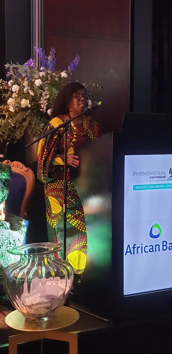 Mme Koko Khumalo our guest speaker for the evening. A Chartered Accountant by profession and an entrepreneur extraordinaire! #PWPF <a href="/AfricanBank/">African Bank</a>