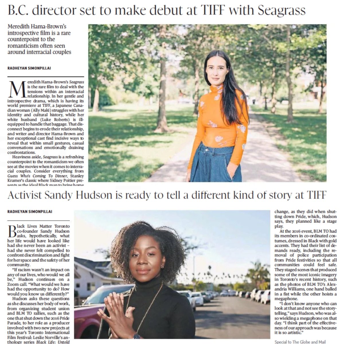 Pick up today's <a href="/GlobeArts/">Globe Arts</a> and read up on two artists to look out for at #TIFF23.