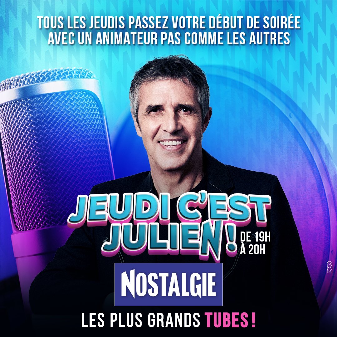 📻😲 @JulienClerc_Off a toujours rêvé de faire de la radio et il a choisi Nostalgie pour réaliser ce rêve ! 🗓️ À partir du 7 septembre, tous les jeudis passez votre début de soirée avec un animateur pas comme les autres de 19h à 20h dans « Jeudi c’est Julien » sur Nostalgie !