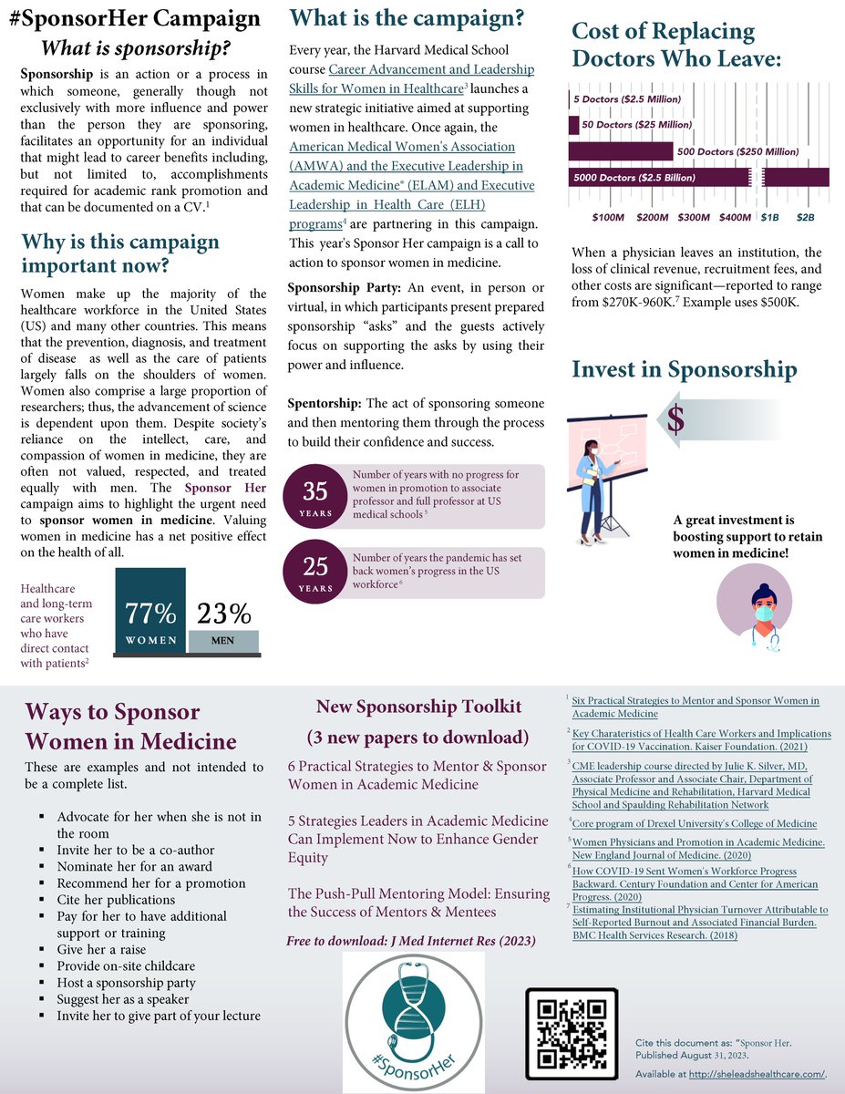 Learn more about the #SponsorHer Campaign: bit.ly/sponsorher 6 ways to sponsor #WomenInMedicine on the 🧵below! @AMWADoctors @ELAMProgram 👩🏾‍⚕️👩🏿‍⚕️👩‍🔬👩🏽‍🔬🏥🩺🩻 sheleadshealthcare.com #WomenInMedicine #SheLeadsHealthcare #MedTwitter #HeForShe #WIMMonth