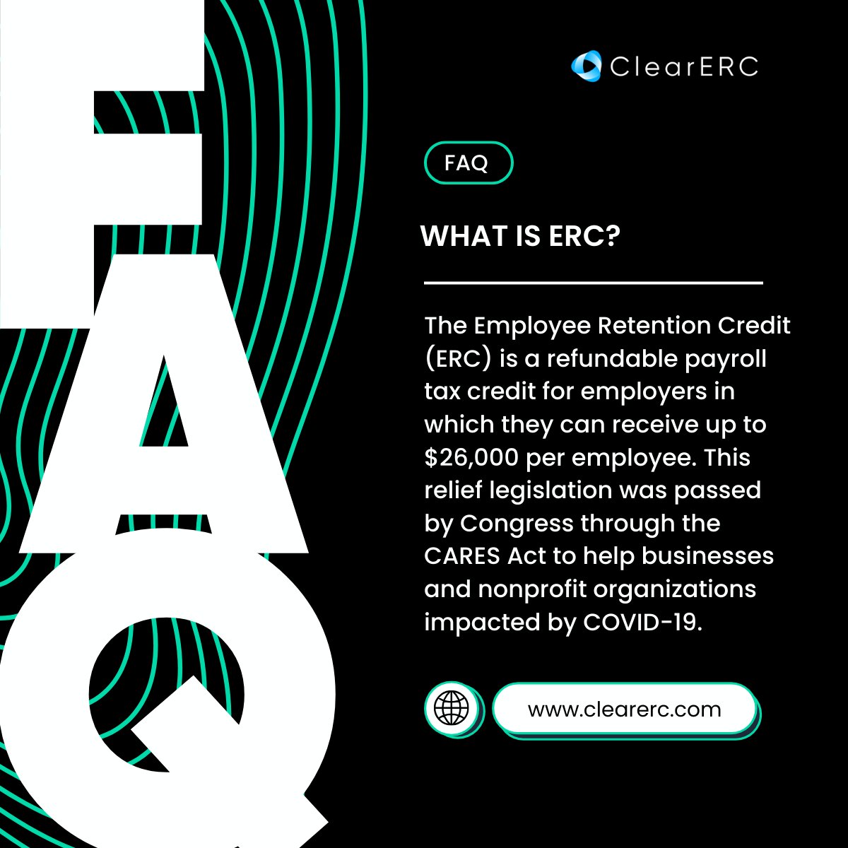 The ERC is a powerful initiative established to support businesses and nonprofits affected by COVID-19. Our team at Clear ERC is ready to help you explore this opportunity.  
 #ERC #TaxRelief #BusinessSupport