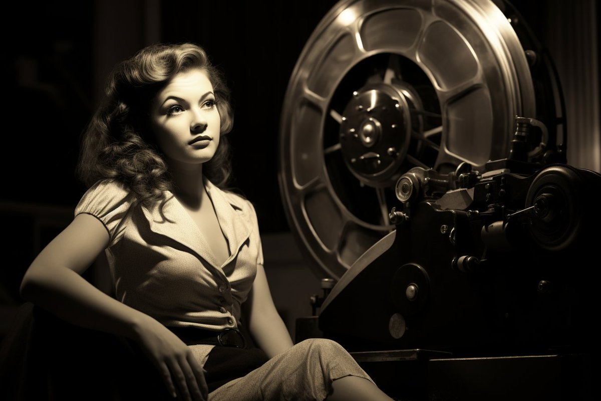 CGouaze's tweet photo. #PromptIdea: "A 1950s starlet singing a lullaby to a sleeping moon, her voice turning the night sky into a vintage film reel --v 5.2". Serenade the cosmos! #Midjourney #AI #ArtTech https://t.co/OEj3ED3Fet