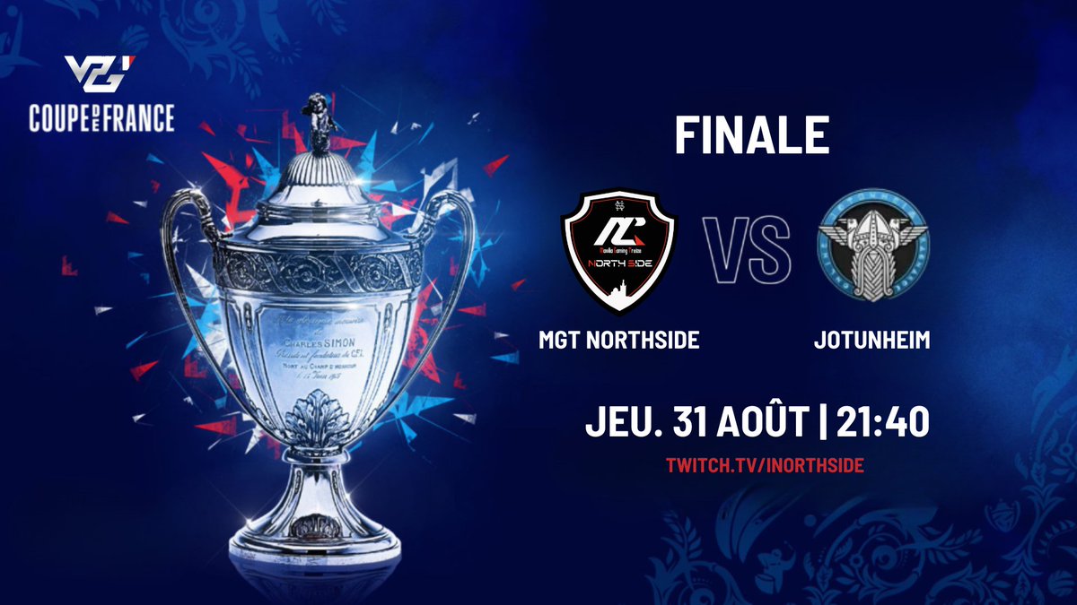 MATCH DAY :

🏆COUPE DE FRANCE <a href="/VPGFRPC/">VPG France PC</a> 
⏰21:40
🆚<a href="/JotunheimFR/">Jotunheim</a>

📺twitch.tv/inorthside