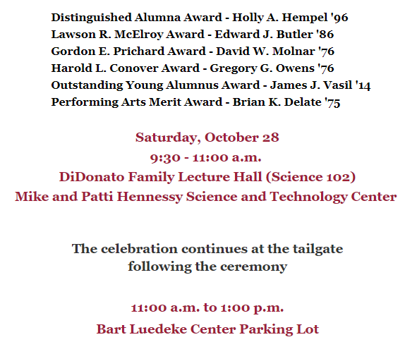 RiderUAlumni's tweet photo. Hi Broncs!! Come celebrate these alumni award recipients with us at homecoming!! 9:30-11:00am in Science 102 on Saturday October 28th (free of charge). We will be celebrating at the tailgate following the ceremony in the BLC parking lot 11am-1pm. Register on the Rider website!! https://t.co/a64CXRLcQQ