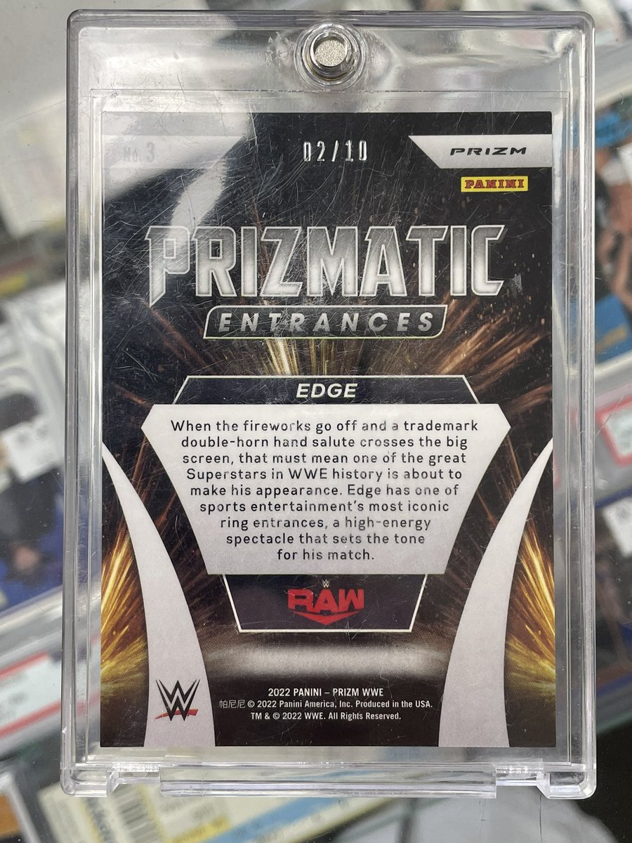 WrestlingGuyPHX's tweet image. Something recently added to our #wrestlingcards display case. 2022 WWE Prizmatic Entrances Gold parallel /10 @EdgeRatedR card! 

More good stuff getting added all the time. Come in &amp;amp; check it out. Open today 11-6pm. #wgsphx #wrestling