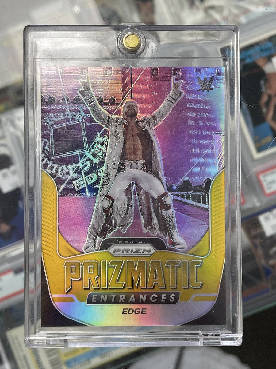 WrestlingGuyPHX's tweet image. Something recently added to our #wrestlingcards display case. 2022 WWE Prizmatic Entrances Gold parallel /10 @EdgeRatedR card! 

More good stuff getting added all the time. Come in &amp;amp; check it out. Open today 11-6pm. #wgsphx #wrestling