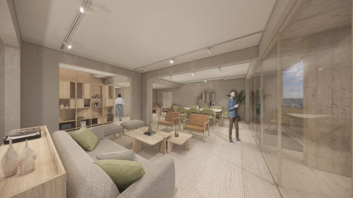 Sala y comedor de la Casa ADT. #santorojo #arquitectura #3Dart