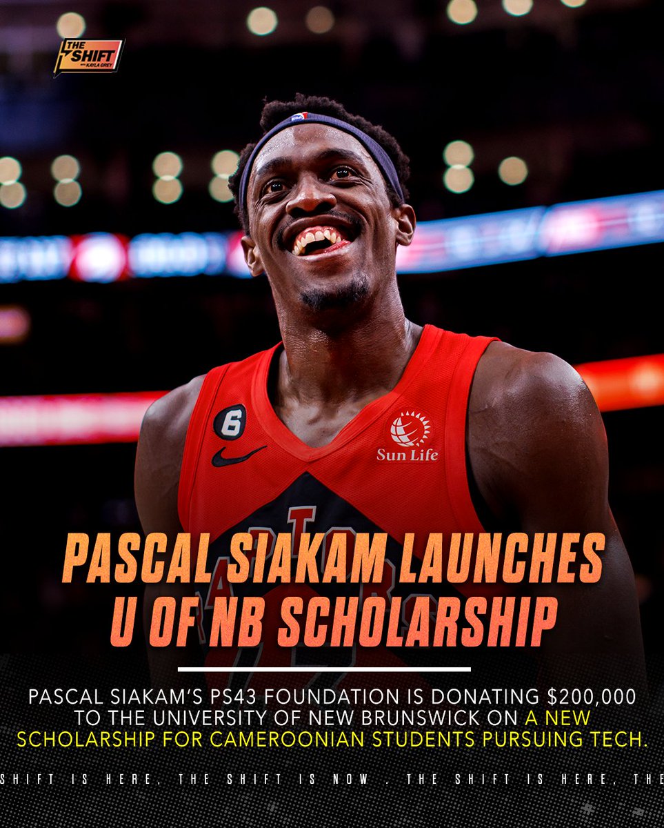 Pascal Siakam is launching a new $200,000 scholarship with the University of New Brunswick, dedicated to students from Cameroon studying tech. 

<a href="/pskills43/">pascal siakam</a> <a href="/UNB/">UNB</a>  👏🇨🇲