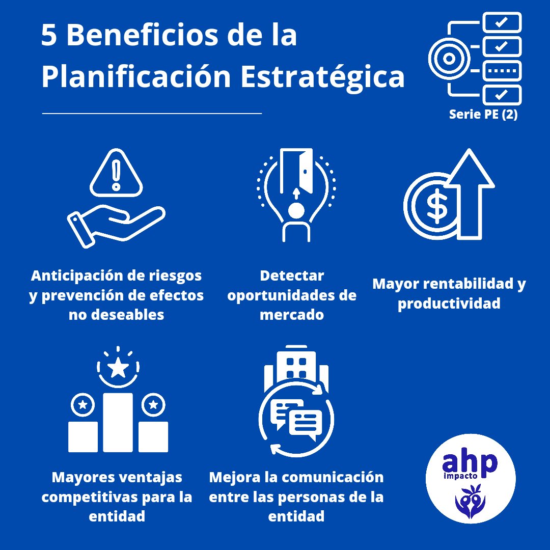 Seguimos hablando de #PlanificaciónEstratégica Hoy vemos cinco beneficios que nos aporta poner en marcha este proceso en nuestra #ONG. 👇