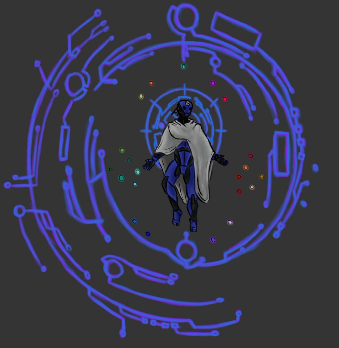 Here's a little something different, from the Rain World universe. Meet Refined Destiny, someone who was built with less biological parts, and more robotics, making him less in tune with emotions and the moral side of things. Art by <a href="/Thousand_toasts/">Siviks, Lost in Ikea</a>, check him out!