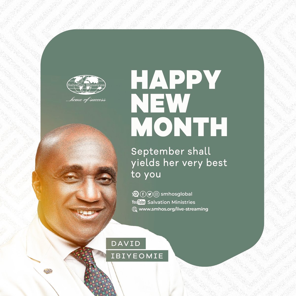DavidIbiyeomie's tweet photo. Welcome to the month of September. May this month be filled with God’s goodness in the name of Jesus! Unprecedented testimonies will be yours!
#DavidIbiyeomie #SalvationMinistries https://t.co/feGldRXWDK