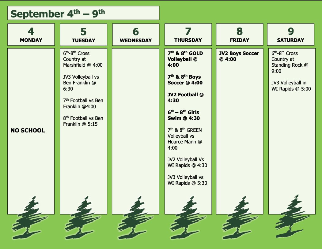 Check out our schedule of events for next week. Home events are in bold. We'd love to see you there!
