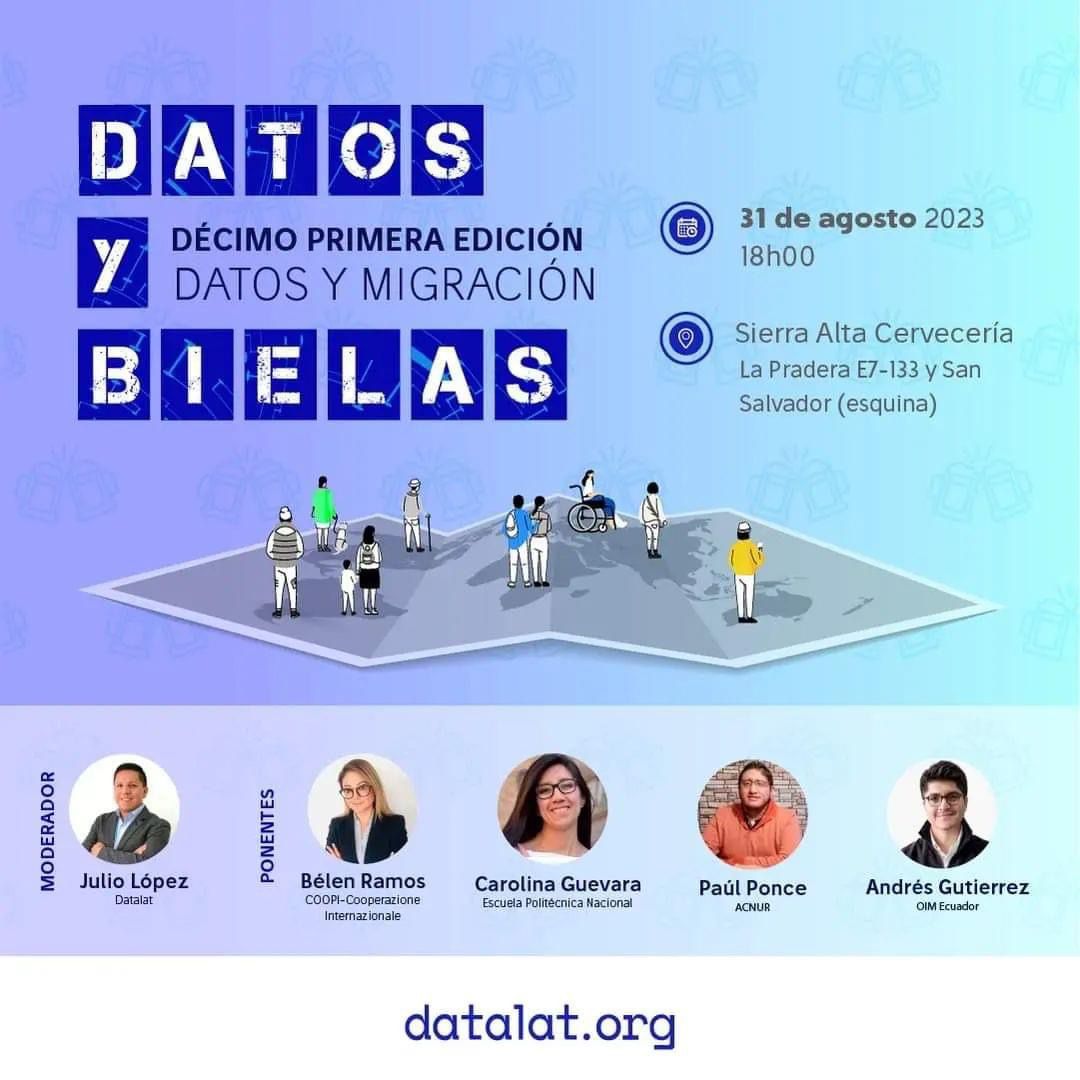 EscuelaDeDatos's tweet photo. #Ecuador |

✨ ¡ES HOY, ES HOY! ✨

🍻📊 ¡Brindemos por un #DatosyBielas muy especial junto a @datalat!

🤓🔢🛂 ¡Descubramos juntxs la importancia de los #datos estructurados para la toma de decisiones en temáticas migratorias!

📋 ¡Inscríbete YA! ➡️ https://t.co/GkcE67c5hn https://t.co/nHSTZAsIZh