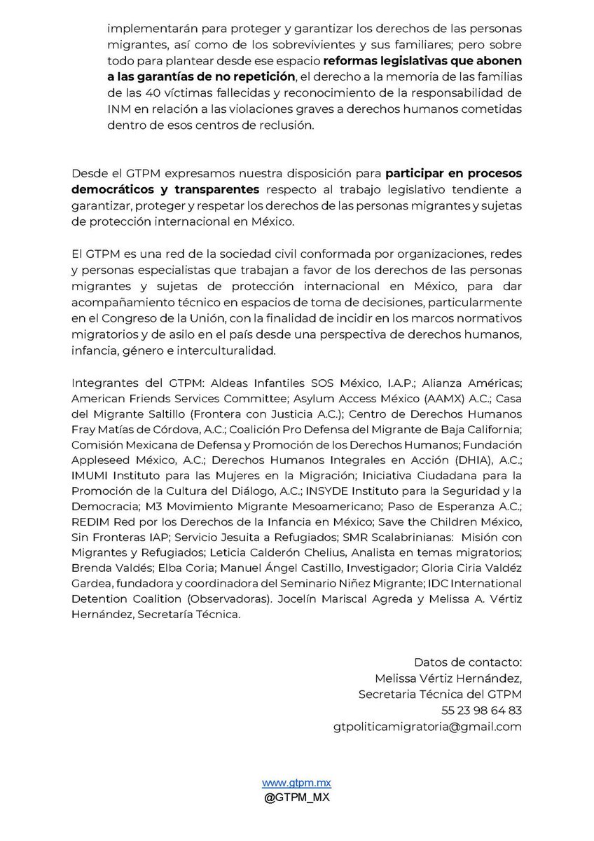 📢 Hacemos un llamado a @Diputados @senadomexicano para que en el 3er. año del periodo legislativo avancen en la protección, garantía y respeto de los DDHH de migrantes, solicitantes de protección internacional y personas refugiadas en México. acortar.link/judreJ