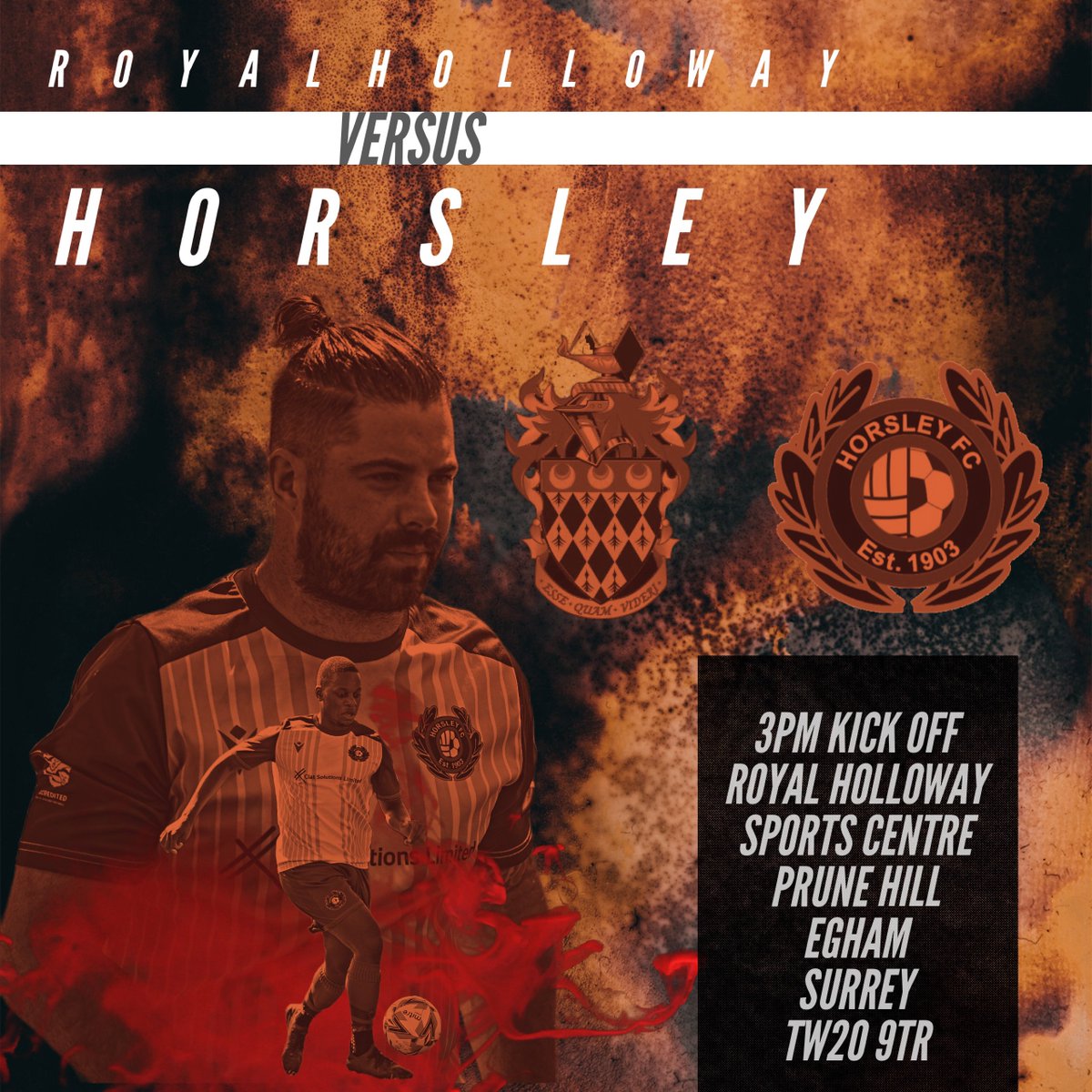 🆚 <a href="/afc_rh94/">AFC Royal Holloway</a> 
⚽️ @SurreyPremierCF 
📆 02/09/2023
⏰ 3pm K.O.
📍 Royal Holloway Sports Centre