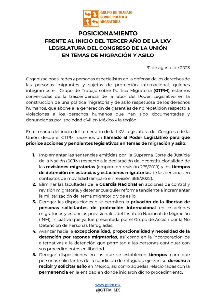 Grupo de Trabajo sobre Política Migratoria | GTPM tweet media