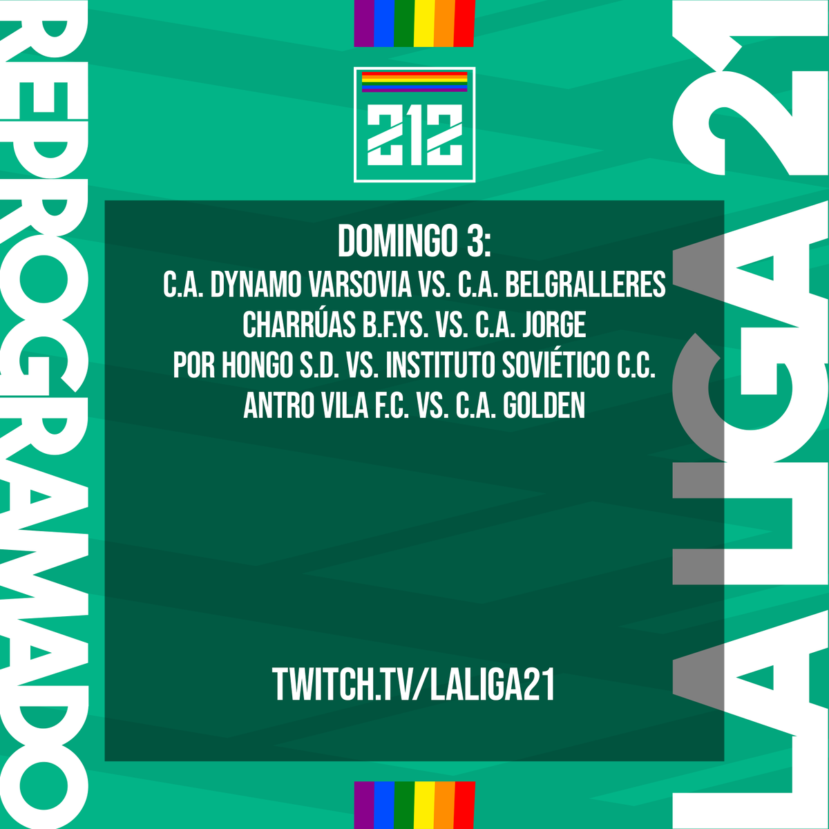 LaLiga21Of's tweet photo. Vamos aclarando el panorama, con ganas de que vuelva a rodar el esférico.

La #ProgramacionSemanal de #LaLiga21.

Comienza el domingo con los #Reprogramados de la #Fecha8 de #La212. https://t.co/2c4x6H10EM