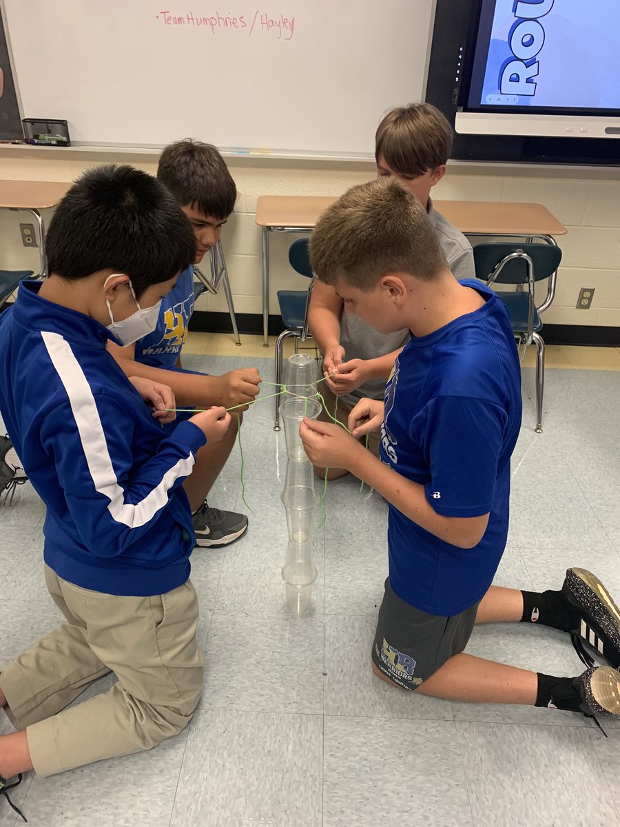 Rawstromsclass's tweet photo. Working on our team building during activity block…cup stacking and building towers! @HBMSWarriors #teamwork https://t.co/Dkwk6eqfIG