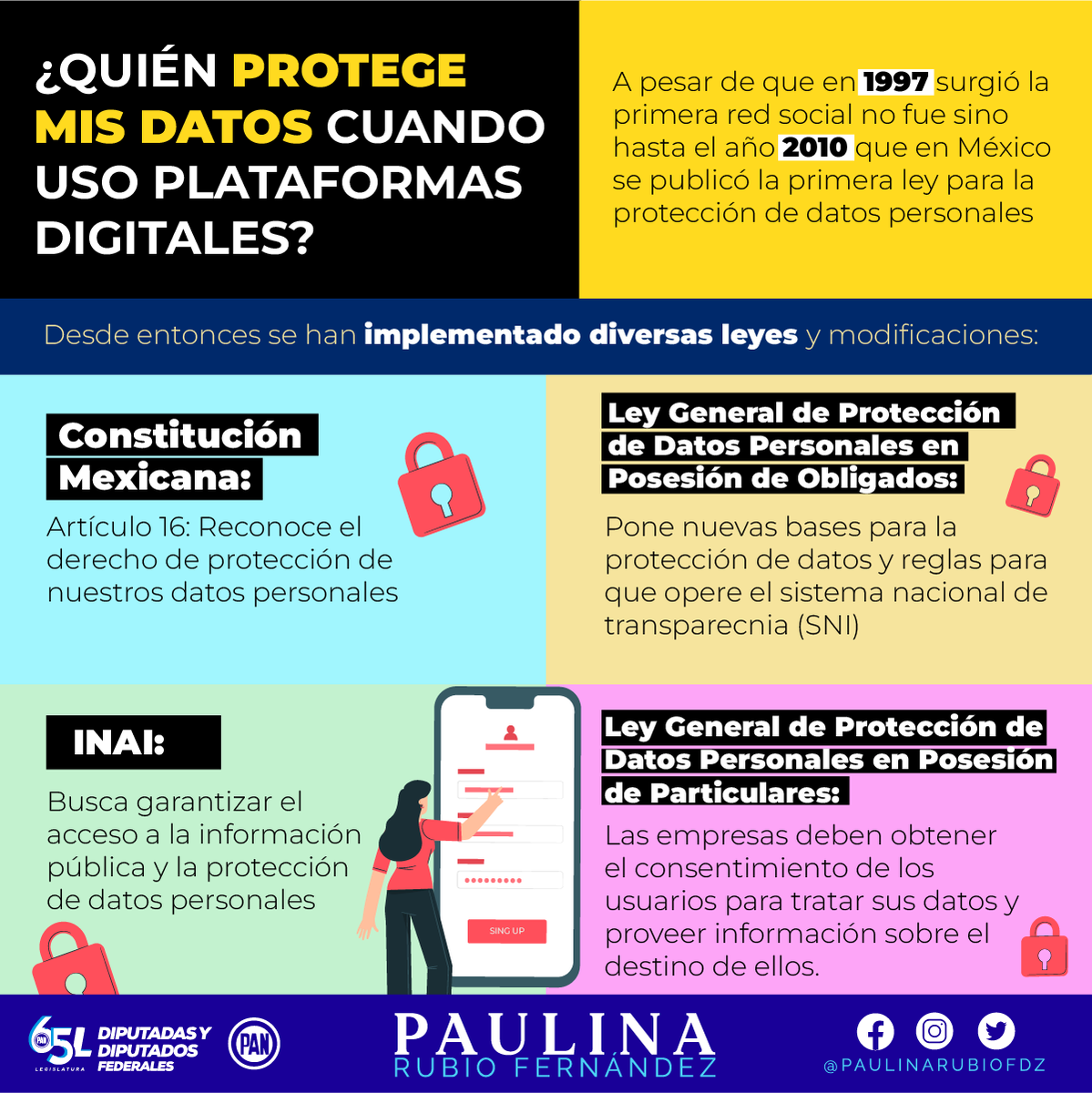 Existen varias normas e instituciones que buscan la protección de los datos personales. Y constantemente surgen nuevas iniciativas para tratar de adecuar las leyes a los constantes cambios de las plataformas digitales.

#DatosPersonales #DatosSensibles #ProtecciónDeDatos #INAI