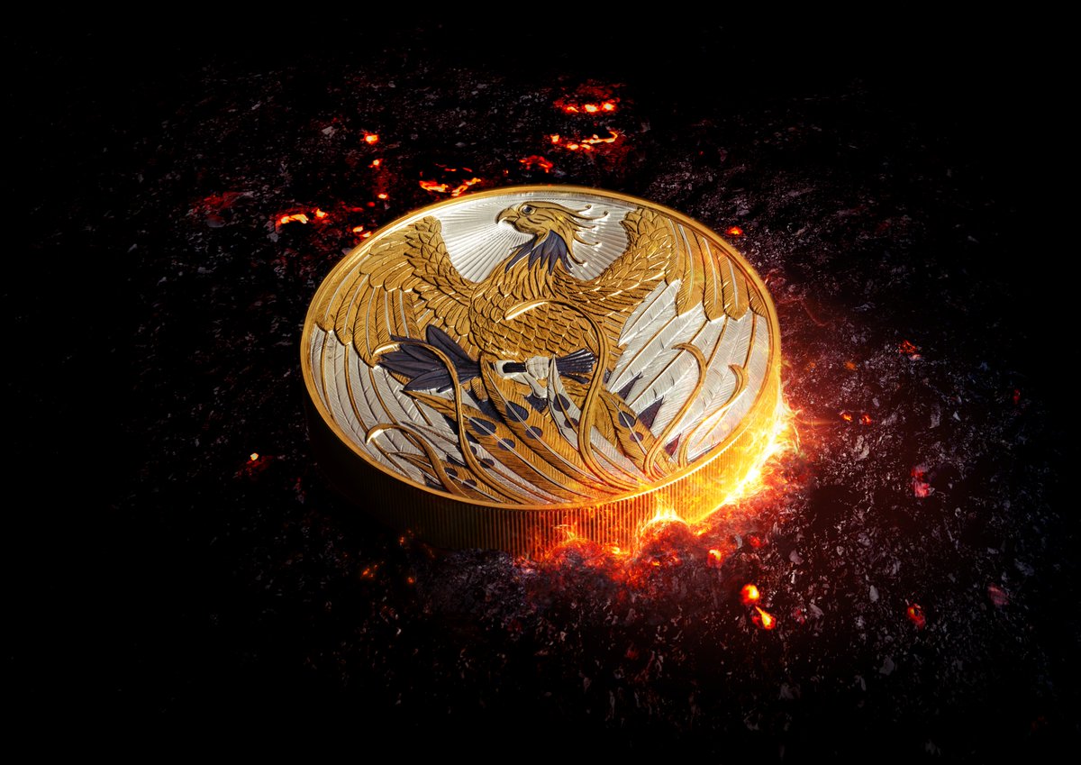 TH3Mdotcom's tweet image. An iconic rebirth with @RoyalMintUK - We had the honour of crafting the visuals for the first of the “Royal Mint Master Works”. The £250,000+ Phoenix Ascendant coin. imagining the mythic Phoenix rising from its ashes. 🔥 #royalmint #coincollecting