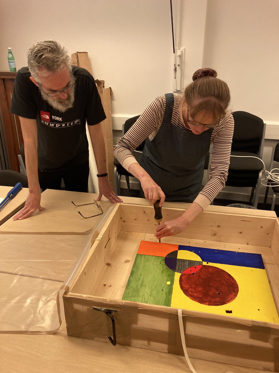 ArtAtYork's tweet photo. The art team from @UoYBorthwick &amp; the Estates @UniOfYork are enjoying a 2 day art handling course to make sure we take the best care of the hundreds of artworks in our collection! So many fab insights and great hands-on experiences! #UoYArt https://t.co/qzAVDVj2Gl