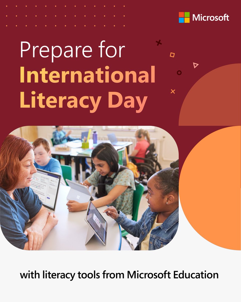 🛋️ Fluff the floor pillows 📚 Find all your favorite books 🛠️ Check out #MicrosoftEDU literacy tools It’s almost International #LiteracyDay! Make sure you are ready to celebrate on September 8. msft.it/60139VA77