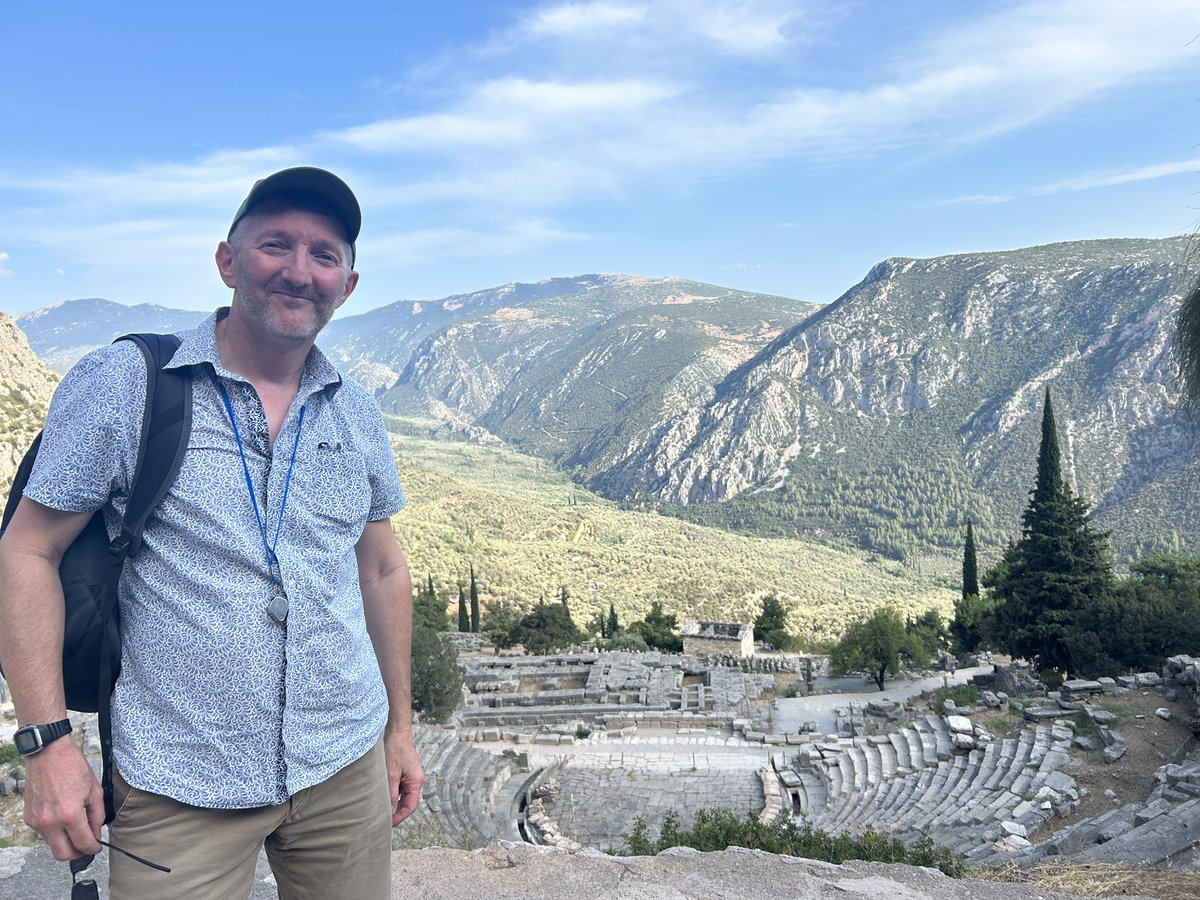 CliveBGS's tweet image. Many thanks to #Mytilineos for hosting a visit to Aluminium of Greece &amp;amp; lunch. This afternoon the @rawmat2023 delegates were taken to #Delphi for a guided tour including the Temple of Athens the seat of Pythia the Oracle of Delphi. This was the centre of the Ancient Greek world.