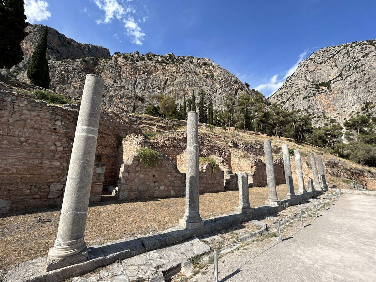 CliveBGS's tweet image. Many thanks to #Mytilineos for hosting a visit to Aluminium of Greece &amp;amp; lunch. This afternoon the @rawmat2023 delegates were taken to #Delphi for a guided tour including the Temple of Athens the seat of Pythia the Oracle of Delphi. This was the centre of the Ancient Greek world.