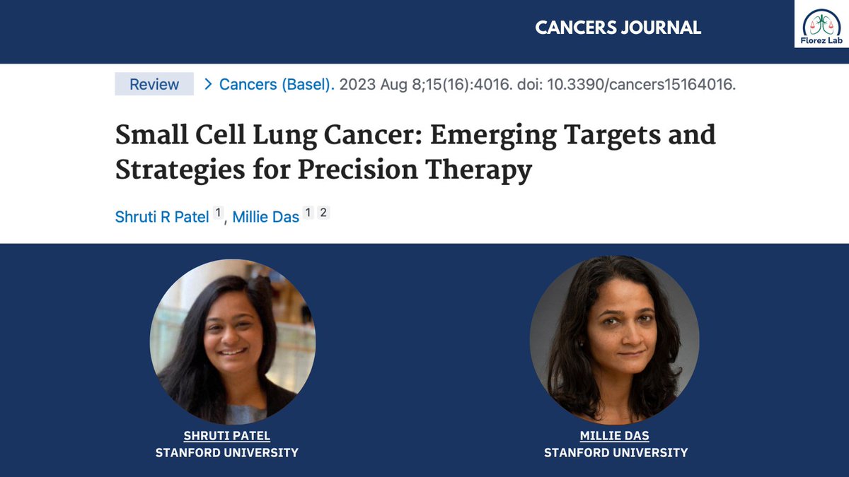 🚨🔥New publication alert‼️ Excited to highlight an outstanding review of Emerging Targets and Strategies for Precision Therapy in #SCLC by exceptional @Florez_Lab member @ShrutiPatelMD & @DasMillie11 in @Cancers_MDPI 👏👏👏 Read here 👇 pubmed.ncbi.nlm.nih.gov/37627044/