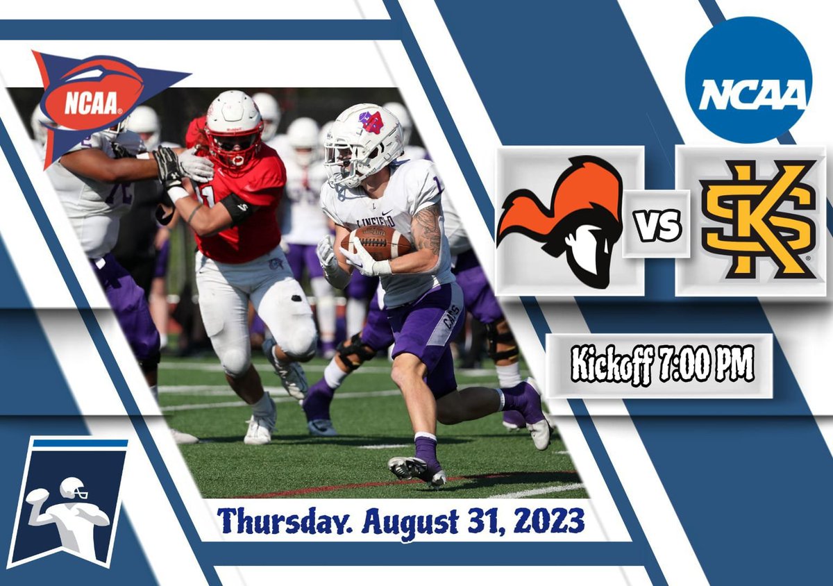 D2Fbal's tweet photo. NCAA D2 Football Season Opener

🏈 Kennesaw St. Vs Tusculum
📅 Thursday, August 31, 2023
⏲️ 7:00 PM
Game on: https://t.co/X5Hxr0M6oE

@TusculumFB @CoachDickey_12 @coachshake1k @CoachDvorchik_ @CyriacMarvin @qbpete @Coach_Dixon1855 @juanvillajr11 @CurrayPam https://t.co/ICYLav3ZEO