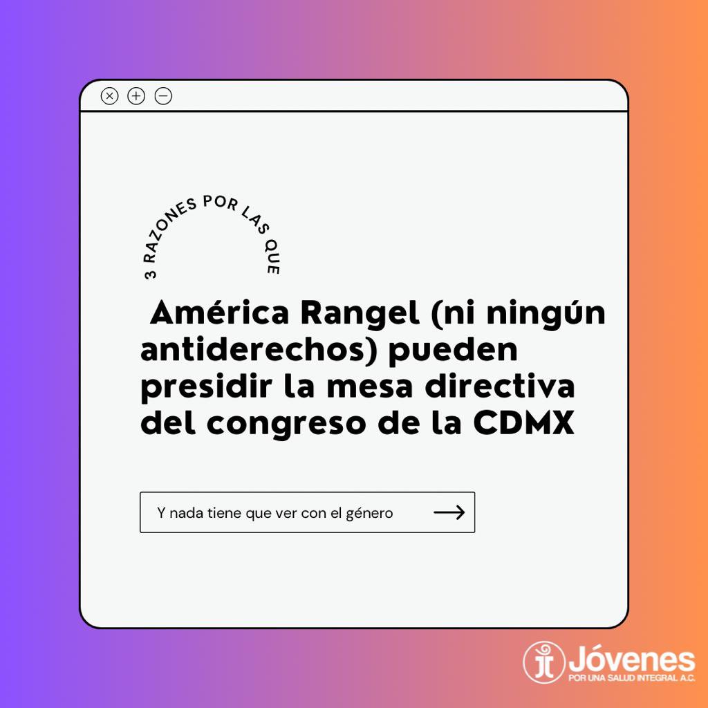 El próximo 1o. de septiembre inicia un nuevo período de la actual legislatura del @Congreso_CdMex y quieren que la antiderechos de América Rangel sea la presidenta de la mesa directiva, acá un recordatorio de porque esto no es una buena idea 👇🏽🧵