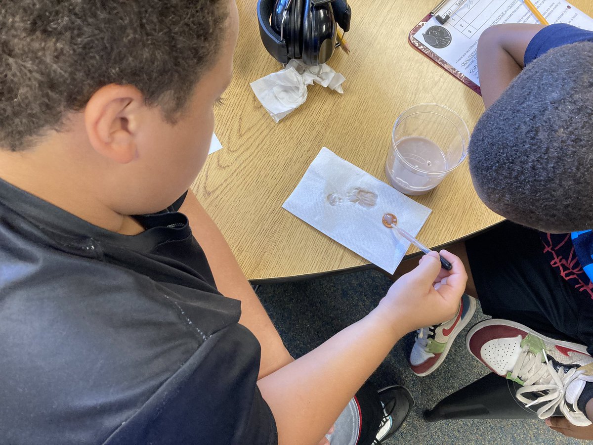 djfonseth's tweet photo. 5th graders in Mrs. Fonseth’s class get excited about science! How many drops of milk can fit on a penny? #CRESCulture #CRESConnections https://t.co/SEutRE7nLU
