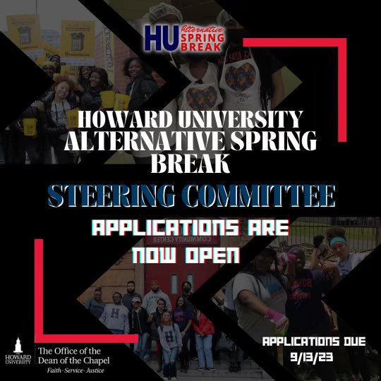 The wait is over! <a href="/huasb/">Howard University Alternative Spring Break</a> Steering Committee applications are officially open! ❤️🦬💙

Applications and interviews will be on a rolling basis. Apply today: bit.ly/HUASBSC24

 #HUASB24 #FaithServiceJustice #Year30 #bisonserve