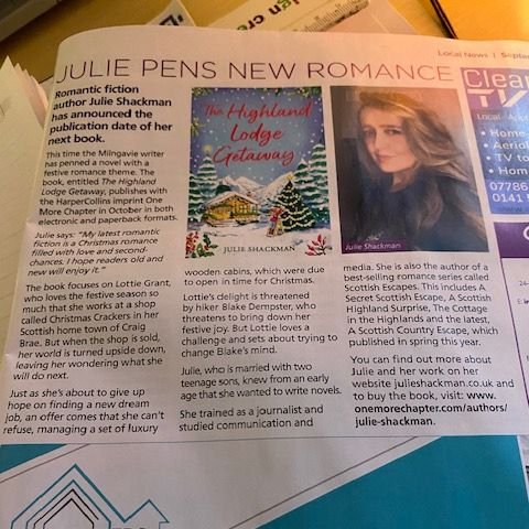G13Julie's tweet photo. 💜🎄💚Thank you to our local #Communitymagazine for the great write-up in the September issue 💜 @0neMoreChapter_ @HarperCollinsUK @Harper360 @JennieRothwell1 #christmas #festiveromance #escapism #scottishescapes #amreadingromance #amwritingromance https://t.co/Ldr30K1Mdr