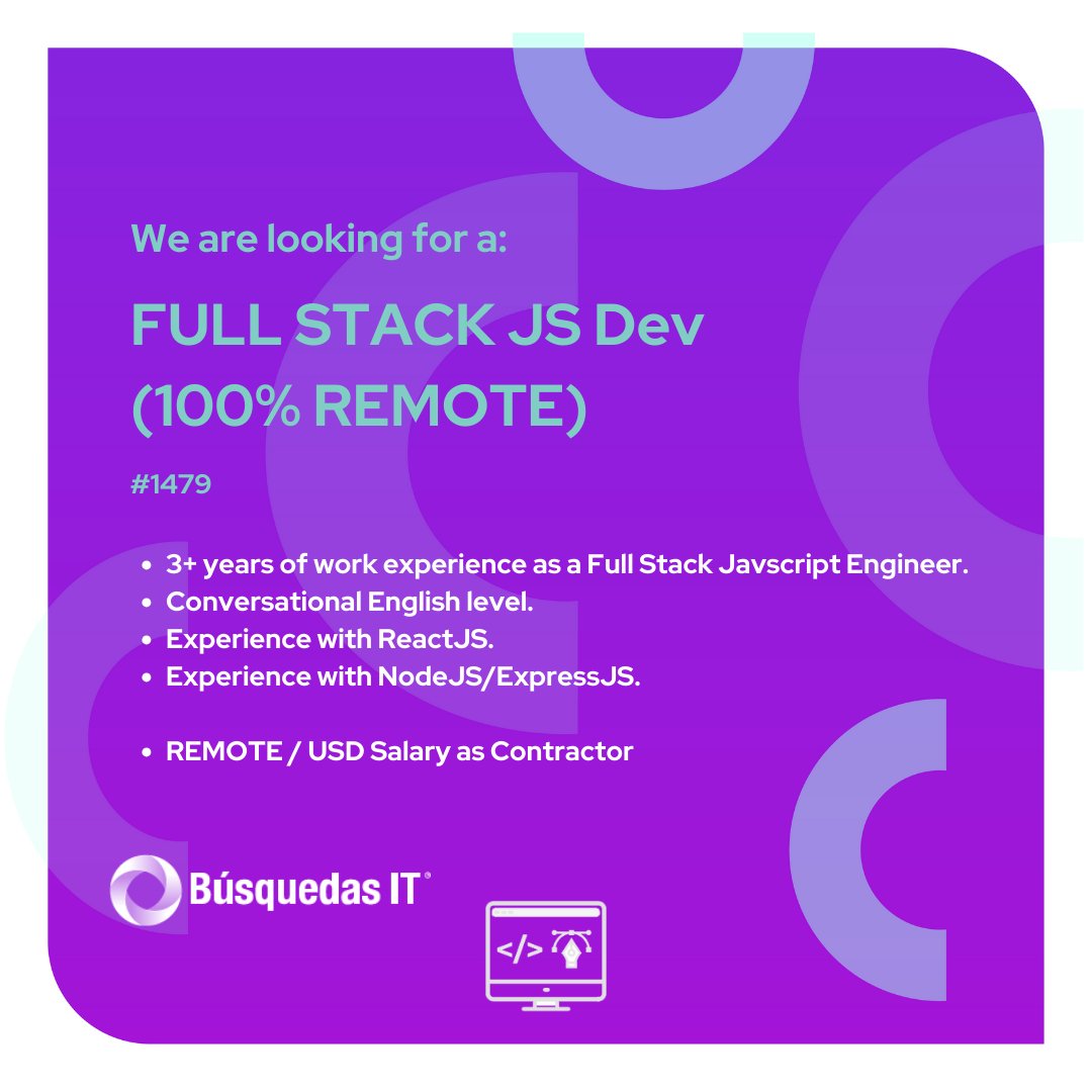 🚀 Join a Great Team as a Remote Full Stack JavaScript Developer! 🚀 Role ...