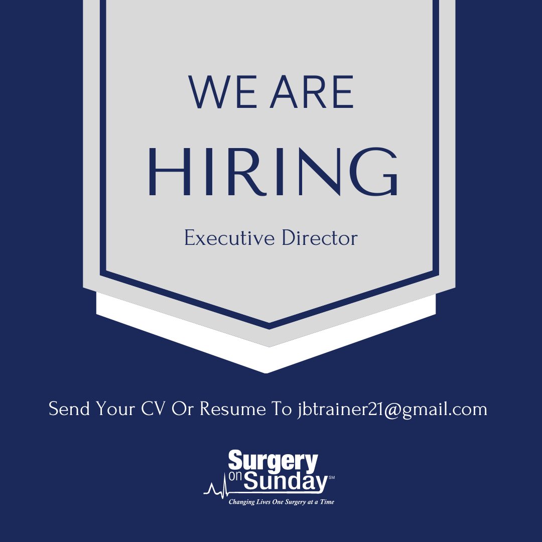 Surgery on Sunday based in Lexington, KY is hiring for an Executive Director. For more information about the opportunity visit the job listing on indeed. 

#lexky #lexingtonky #sharethelex #nonprofit