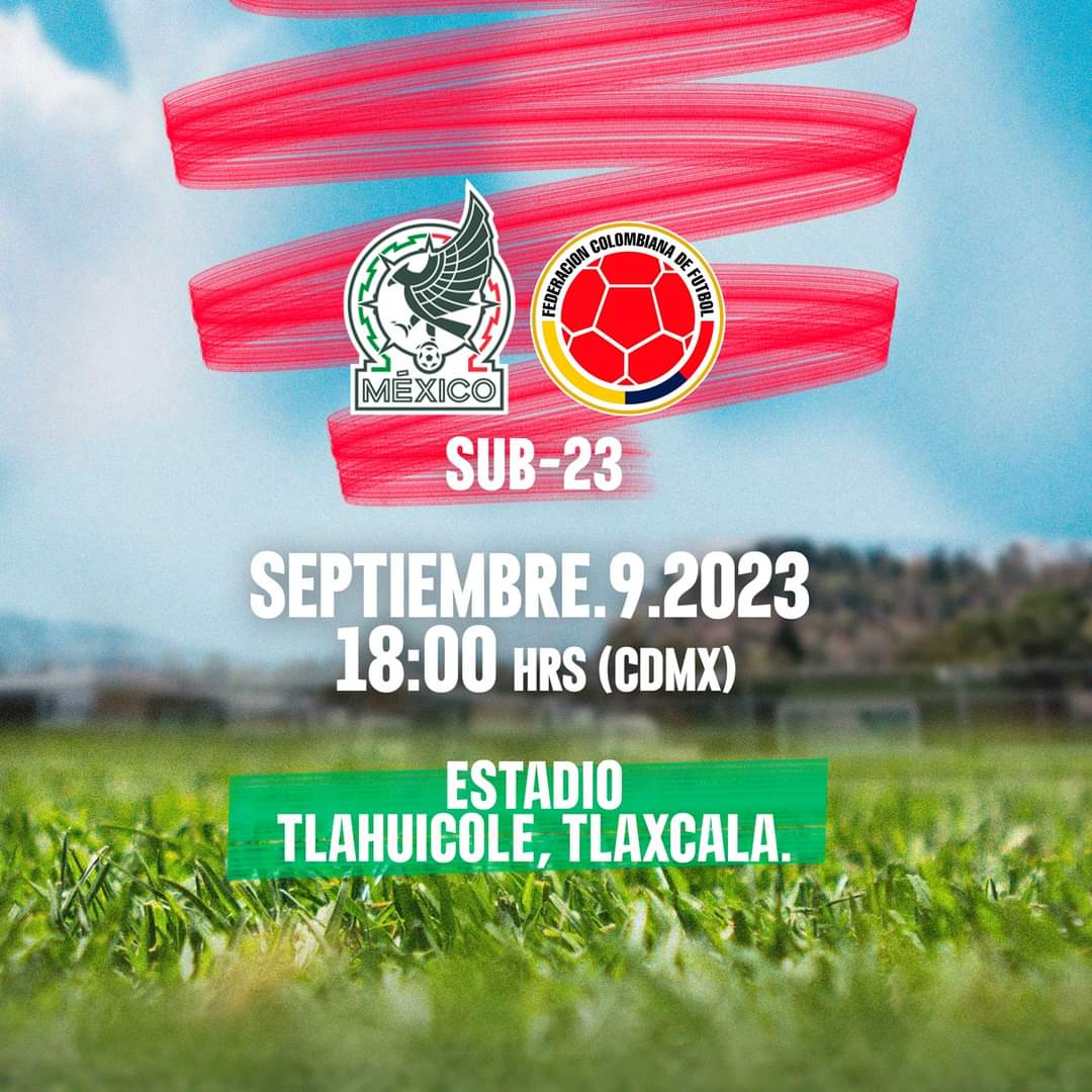 🚨 INCONDICIONALES 🚨
💚 #VamosTodos a Tlaxcala para apoyar a nuestra Selección #Sub23 en el juego de preparación ante Colombia 🇨🇴.

🏟️ El encuentro se jugará en el Estadio Tlahuicole, casa de los Coyotes Tlaxcala FC. 
Los boletos a la venta 👉🏻 bit.ly/3YWEqQa