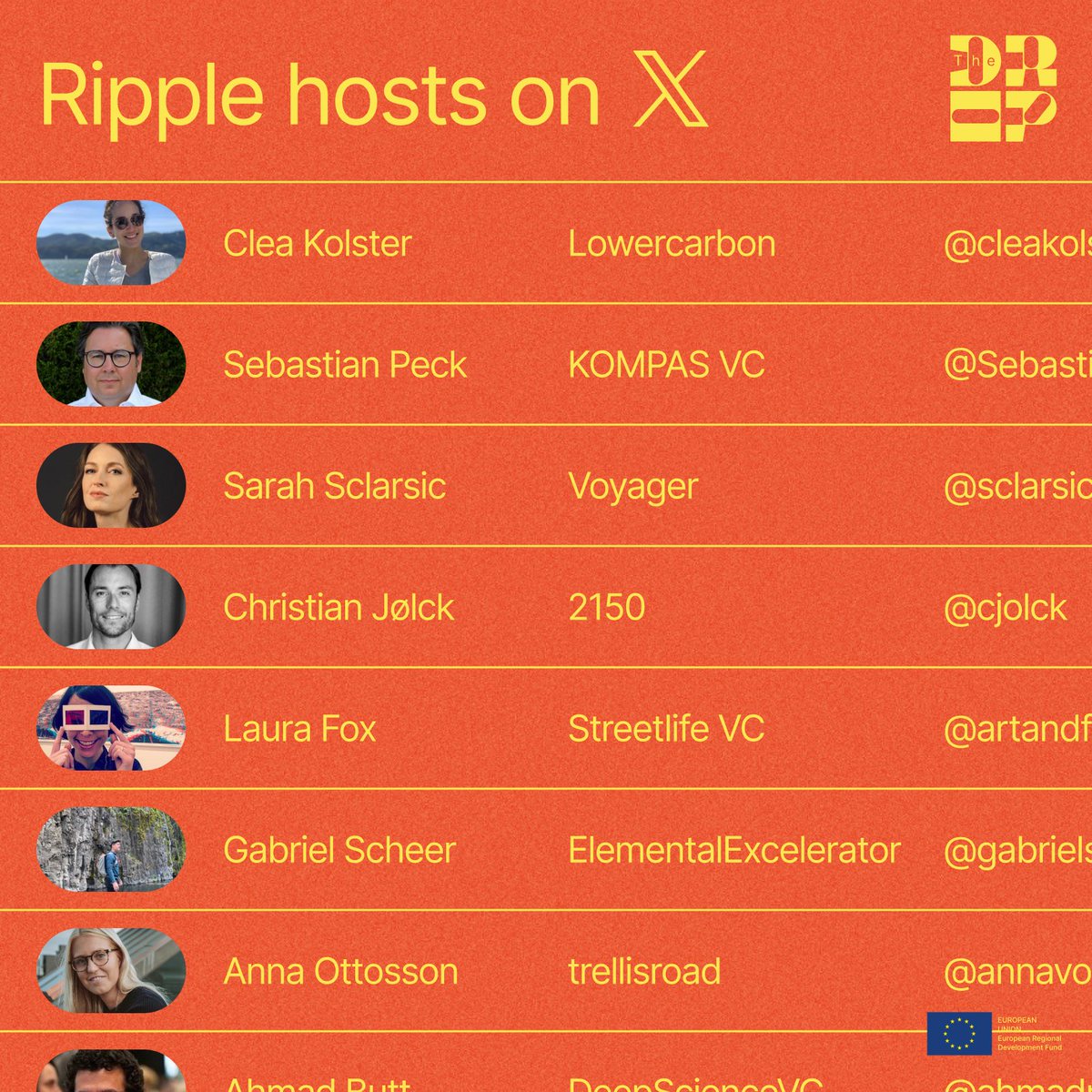Here's an easy list to find this year's <a href="/thedropconf/">The Drop</a> Ripple hosts and their companies, on X: x.com/i/lists/168520… #thedrop2023