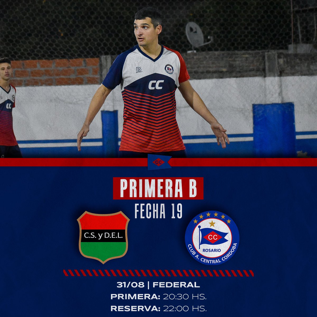 ⚽🙌 𝘿𝙄𝘼 𝘿𝙀 𝙋𝘼𝙍𝙏𝙄𝘿𝙊

🏆 Primera B - Fecha 19
🆚 El Luchador
1️⃣ Primera: 20:30 hs.
3️⃣ Reserva: 22:00 hs.  
🏟️ Federal (Zeballos 4649)

#VamosCharrua 🔵🔴