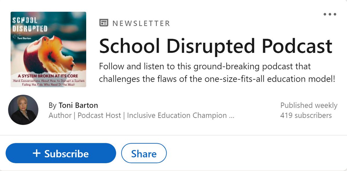 DC Special Ed Co-op (@specialedcoop) on Twitter photo "It doesn't matter how much money schools have, if the system design is broken, kids won't thrive!"
Our executive director Julie Camerata was featured as a guest on <a href="/tonirbarton/">toni barton</a>'s recent #SchoolDistrupted podcast.
Listen here: linkedin.com/pulse/dollars-… "It doesn't matter how much money schools have, if the system design is broken, kids won't thrive!"
Our executive director Julie Camerata was featured as a guest on <a href="/tonirbarton/">toni barton</a>'s recent #SchoolDistrupted podcast.
Listen here: linkedin.com/pulse/dollars-…