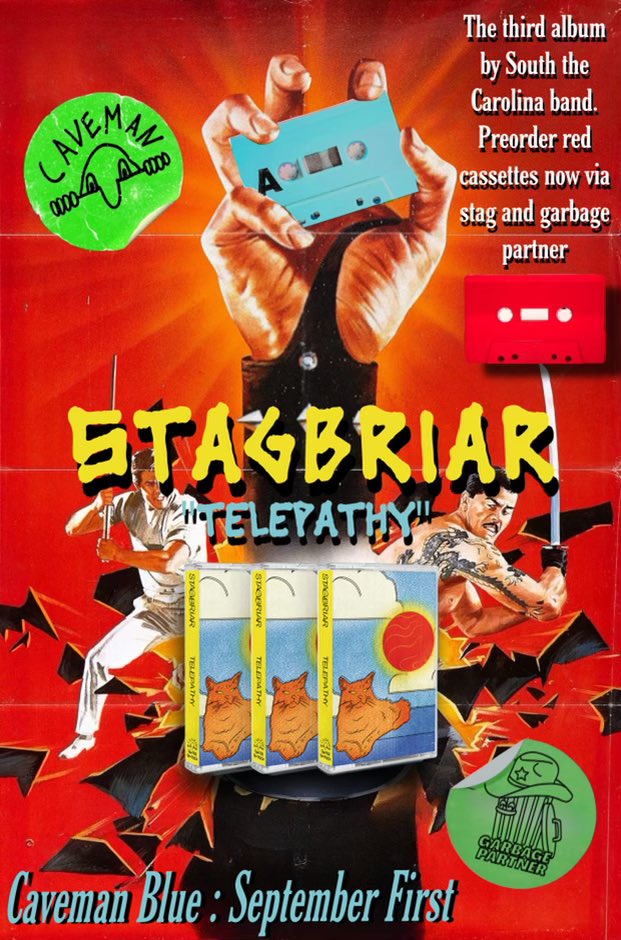 CavemanTapes's tweet photo. The brand new album “Telepathy” from SC favorites @stagbriar on limited run blue tapes will be available for pre order on bandcamp Friday tomorrow at noon!!! https://t.co/al0G0QesCO