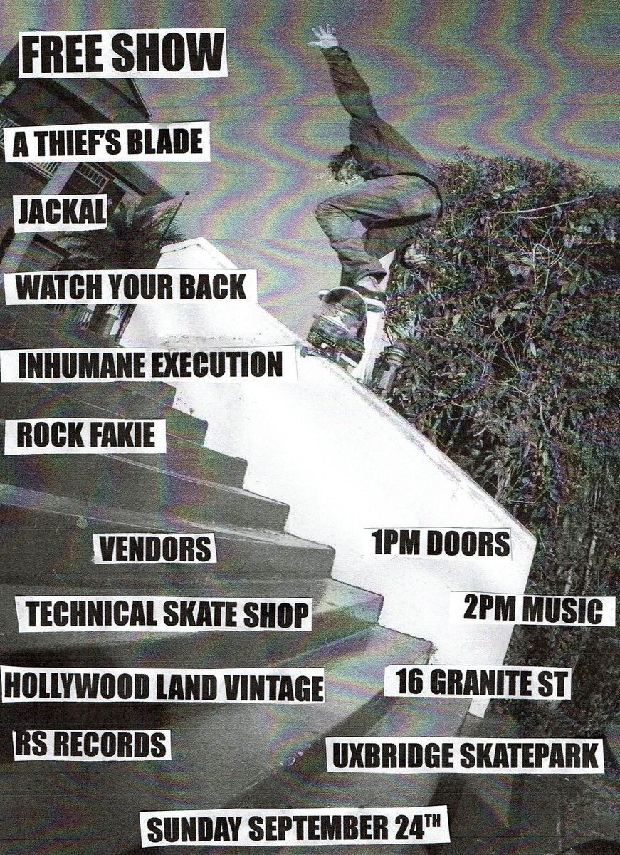 wasdshiftctrl's tweet photo. Stoked to have the opportunity to have a show at uxbridge skatepark. This park means lot to me. Bunch of good hardcore vendors and skating be there. Thank you everyone who helped make this possible. https://t.co/x711F6PYXs