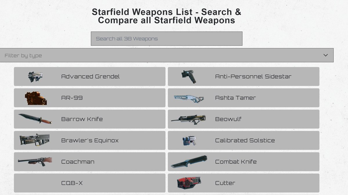 AlcastHQ's tweet photo. We are currently working on a Weapons and Skills list for Starfield for mobile/desktop view.

Weapons: https://t.co/4D7xYdtVJD
Skills: https://t.co/heSxUuPHlI

Please keep in mind this is still work in progress and we will be adding more content on the go.
#Starfield @StarfieldGame