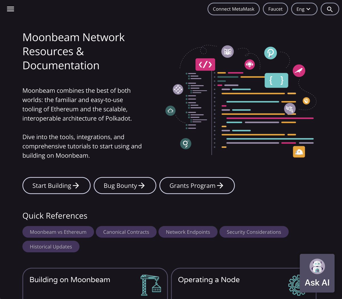 📖👀 New docs site, who dis?

We're proud to unveil a fresh new look and features for Moonbeam Docs! 🔥

With a darker theme, a redesigned nav, &amp; more, Moonbeam is making it easier than ever to get started building cross-chain apps.

👇 See for yourself 👇
docs.moonbeam.network