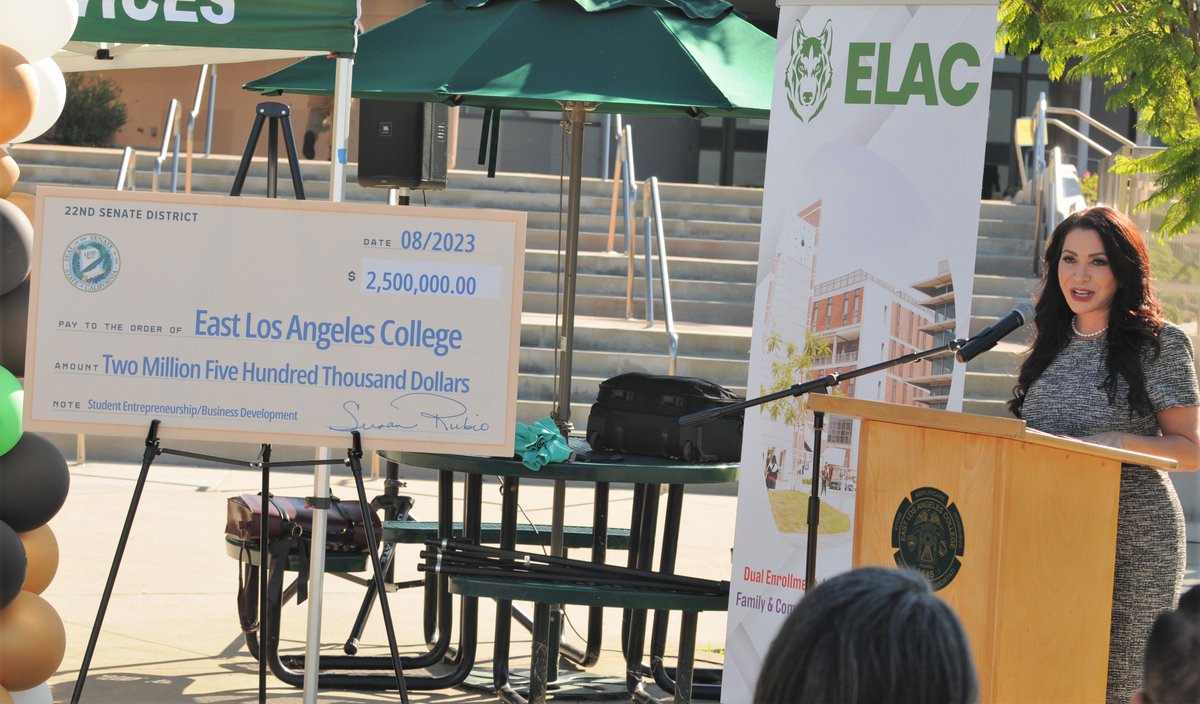 EastLACollege's tweet image. Thank you, again to State Sen. Susan Rubio (D-Baldwin Park) for securing $2.5 million in funding for the #ELAC Center for Entrepreneurship &amp;amp; Innovation, and announcing the great news on campus. #laccd #CalCommColleges #SenateDistrict22