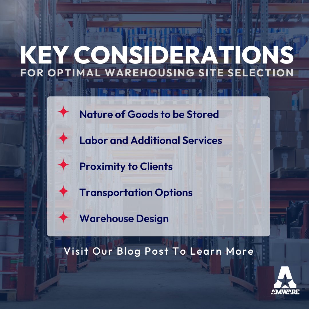 AmwareCompanies's tweet photo. When it comes to choosing the perfect location for your warehouse, the right site selection can make all the difference. Check out our blog to learn more about what to take into consideration! #WarehouseSolution #ClevelandWarehouse 

https://t.co/9InAk0o26I https://t.co/ed7wAqx45r