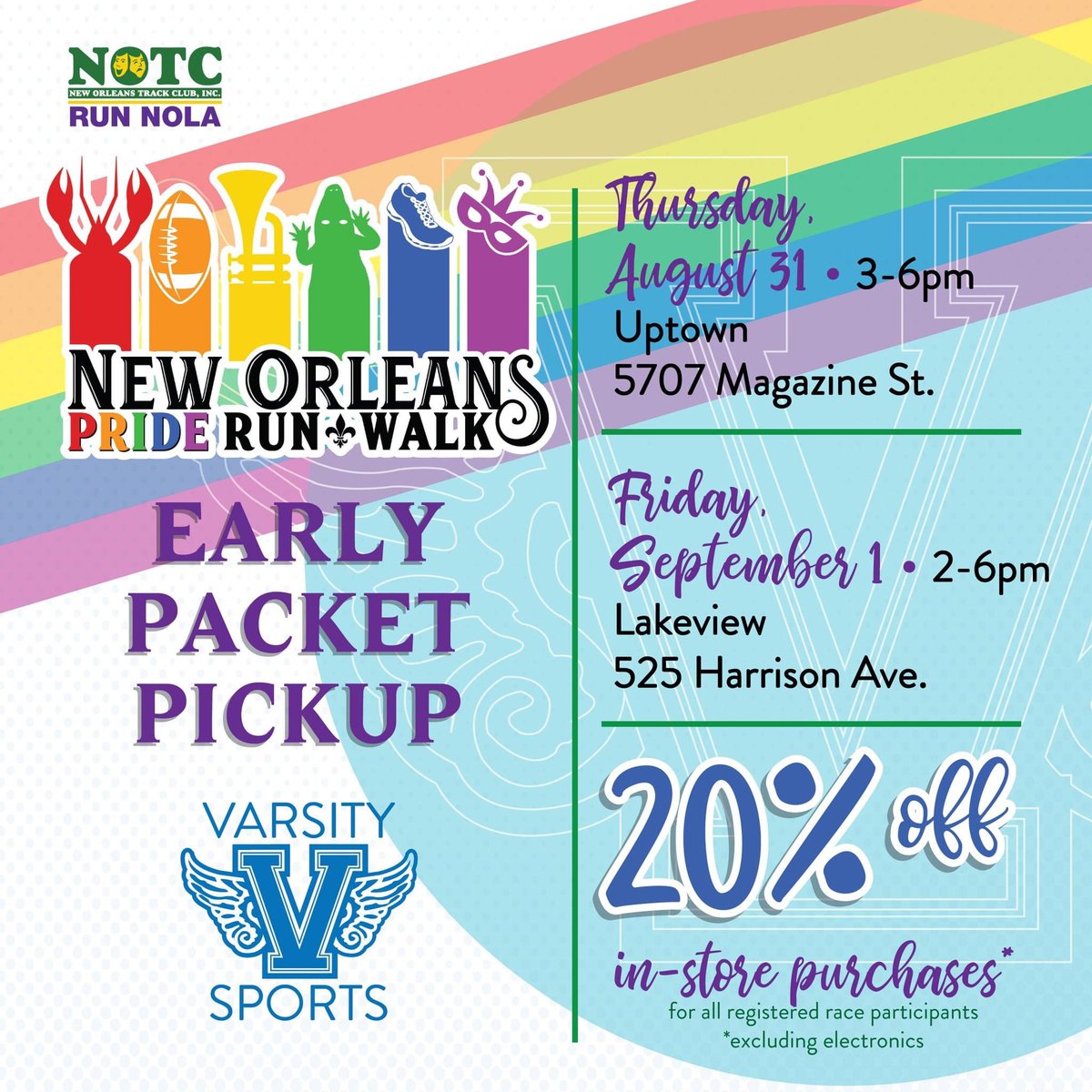 runNOTC's tweet image. Pride Run / Walk early packet pickup starts TODAY! Late registration available. #runNOLA
