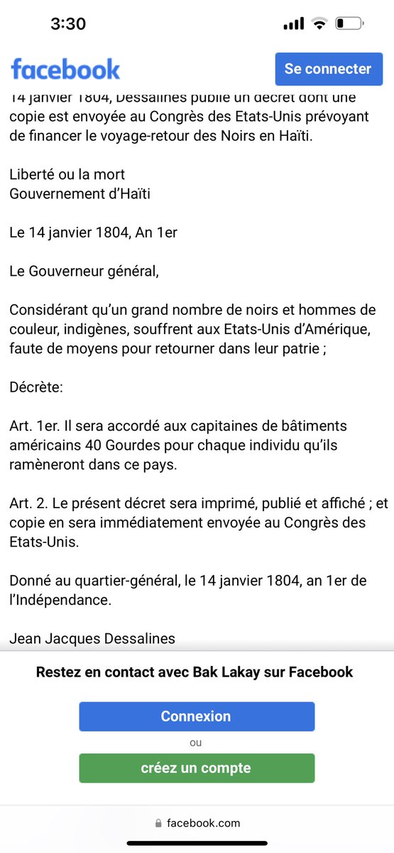 Fritzalphonsej's tweet image. Pou nou pa bliye kote nou soti, nan moman fè nwa sa.                                              
Premier décret de Jean Jacques Dessalines.