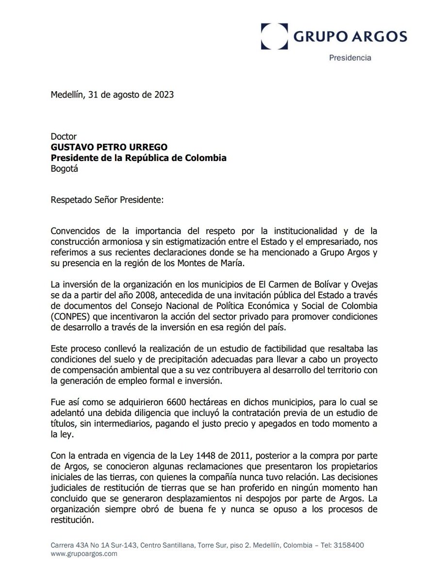 gusgomez1701's tweet photo. Del @Grupo_Argos para @petrogustavo https://t.co/EXxIQnEulm